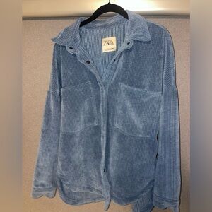 ZARA blue corduroy shacket/ button down jacket size M